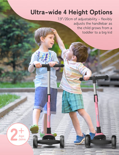 besrey Kinder Roller höhenverstellbar faltbar LED-Räder - Einhorn Rosa