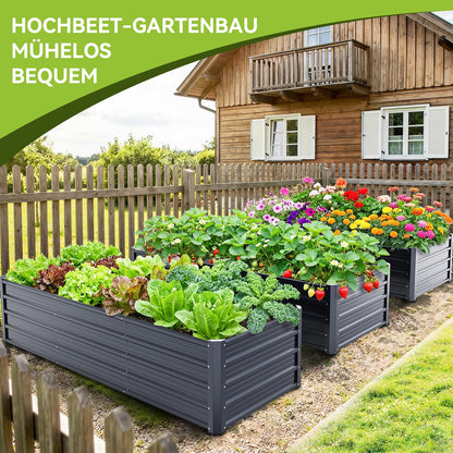 Ohuhu Hochbeet Metall Pflanzbeet 240x90x45 cm, Anthrazit