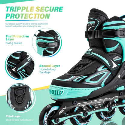 2PM SPORTS Verstellbare Inline Skates für Kinder, Grösse 34-37, Grün