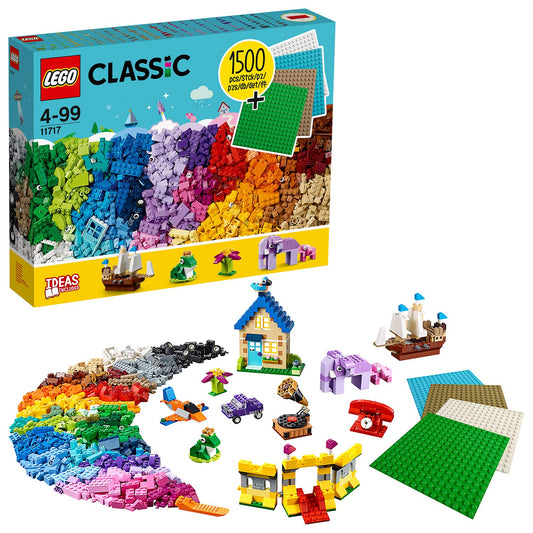 LEGO 11717 Classic Extragrosse Steinebox mit Bauplatten: Bunte LEGO Bausteine und Bauplatten in transparenter Box für freies Bauen und Konstruieren.