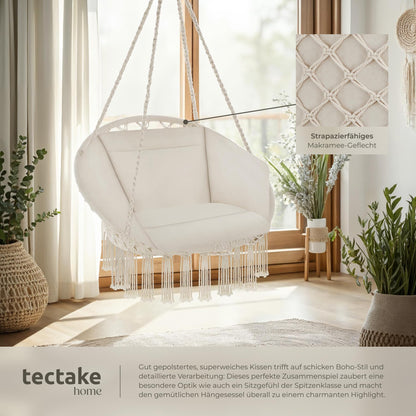 tectake Hängesessel mit Gestell, Indoor und Outdoor, beige