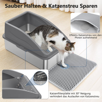 Edelstahl Katzentoilette XXL – Grosses & Auslaufsicheres Katzenklo
