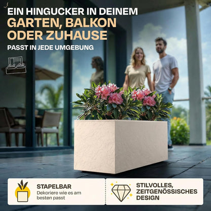 Ondis24 Pflanzkübel Vulkano 2er-Set, 50 L, Wasserspeicher, Leinen
