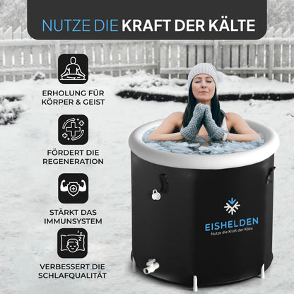 Eishelden Premium Eisbad XL Komplettset Eistonne - 80 cm Ø