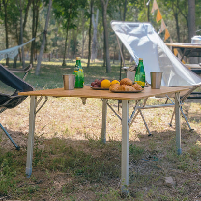 KingCamp Campingtisch Bambus Klapptisch höhenverstellbar – 100x65cm