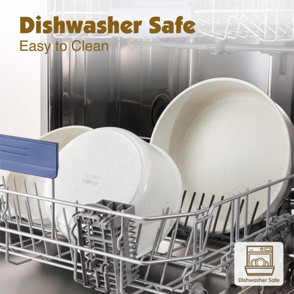 SENSARTE 17-tlg. Kochgeschirr antihaft – weiss, abnehmbarer Griff