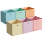 SONGMICS Aufbewahrungsbox 6er Set, Faltbox bunt, 33 x 33 x 33 cm, Stoffboxen mit Grifföffnung