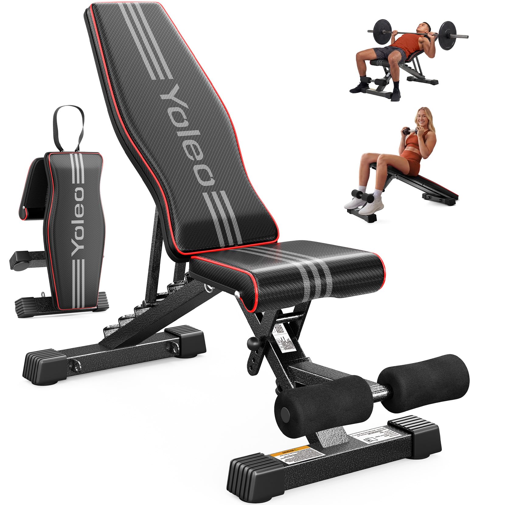 YOLEO YOL05 Verstellbare Gewichtbank, klappbar, bis 375 kg belastbar