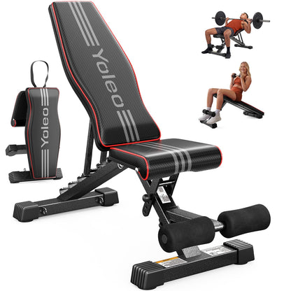 YOLEO YOL05 Verstellbare Gewichtbank, klappbar, bis 375 kg belastbar