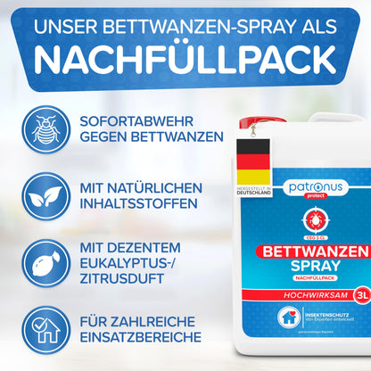 Patronus Bettwanzen-Spray Abwehr - 3L Eukalyptus-Zitrus