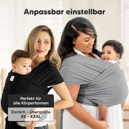 KeaBabies Babytragetuch Ab Geburt, ergonomisch, Trendy Black