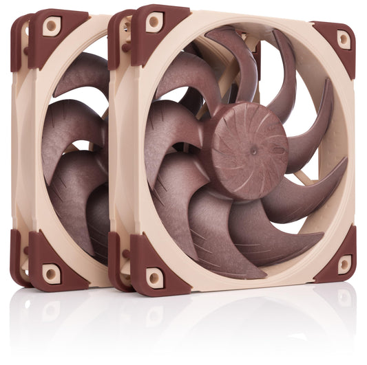Noctua NF-A12x25 G2 PWM Sx2-PP Doppellüfter-Set - Braun. Zwei braune 120mm Lüfter zur PC-Gehäuse- und Radiator-Kühlung.