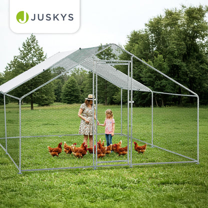 Juskys Freilaufgehege 3x4x2m – Begehbarer Hühnerstall Metall