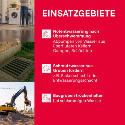 T.I.P. Schmutzwasser-Tauchpumpe TVX 7000 mit Edelstahlgehäuse, 500 W
