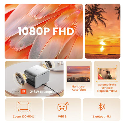 Yaber L2s Heimkino Beamer – 1080P, JBL Sound, Autofokus