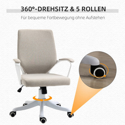 Vinsetto Bürostuhl Beige Weiss - Ergonomischer Schreibtischstuhl