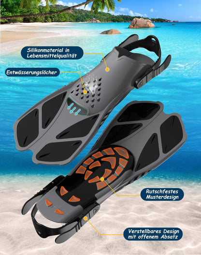 Zenoplige Schnorchelset Erwachsene 3-in-1, Tauchmaske und Flossen