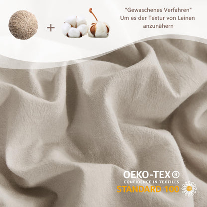 ATsense Bettwäsche 4teilig Baumwolle 135x200 cm Beige