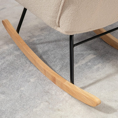 HOMCOM Schaukelstuhl Berbervlies mit Holzkufen - Beige