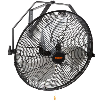 VEVOR Wandventilator 57 cm, oszillierend, IP44, 3 Stufen, schwarz – Ganzmetallgehäuse mit Aluminiumblättern zur Wandmontage