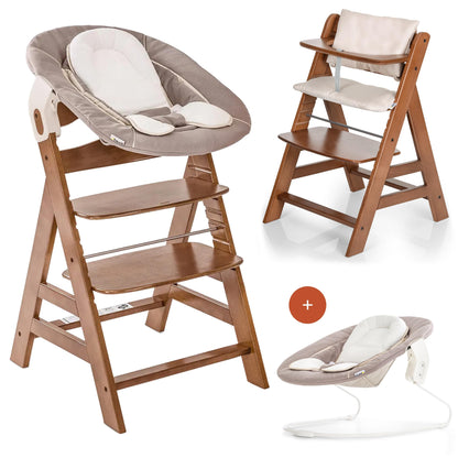 hauck Alpha+ Newborn Set 2in1 Bouncer Babyhochstuhl - Walnuss
