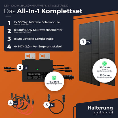 Solarway® Balkonkraftwerk 800W Solaranlage Steckdose