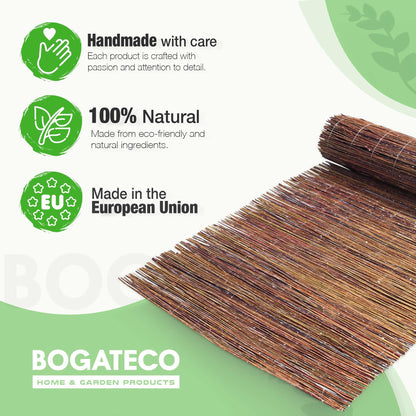 BOGATECO Weidenmatte Sichtschutzzaun 120 x 500 cm aus Korbweide
