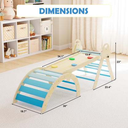 Puecrof 7-in-1 Montessori Kletterdreieck Kletterspielzeug – Blue