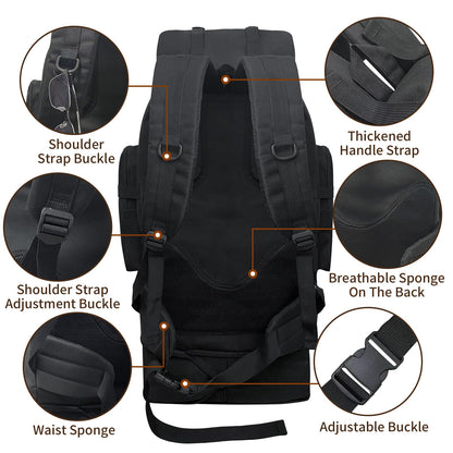 Vaupan Wanderrucksack 100 L, erweiterbarer Molle-Rucksack, schwarz