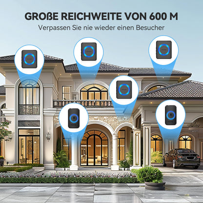 TECKNET Funkklingel Set IP65 wasserdicht 600 m 2 Sender 4 Empfänger