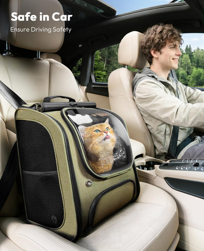 pecute Katzenrucksack Bubble, faltbar, mit Netzfenster, dunkelgrün