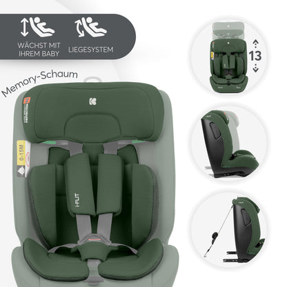 KikkaBoo i-Size i-FLIT Kindersitz ISOFIX 76-150 cm - Armeegrün
