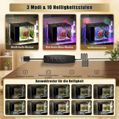 Vehipa Mini Aquarium Komplettset 3,7 L mit Filter und LED, Schwarz