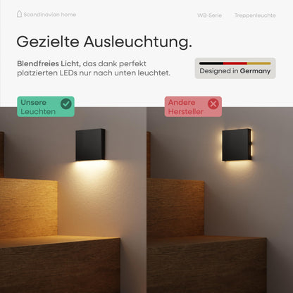 Scandinavian home LED Treppenbeleuchtung Set 6 Stk. Warmweiss Aussen/Innen