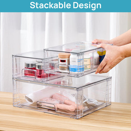 Vtopmart Aufbewahrungsschubladen 3er-Set, stapelbar, transparent