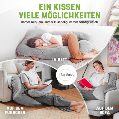 Greacy Seitenschläferkissen XXL – Schwangerschafts- & Stillkissen waschbar