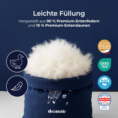Dreamzie Daunendecke 155x220 cm – Ganzjahresdecke mit Daunen & Federn