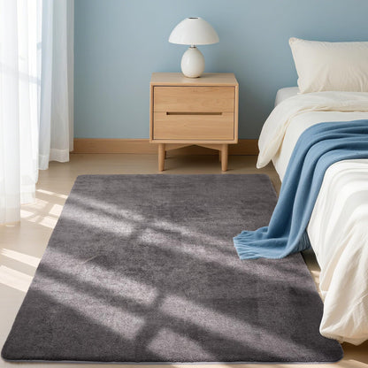 Wohnzimmer Teppich Kurzflor Waschbar Anti-Rutsch Dunkelgrau 200x280cm
