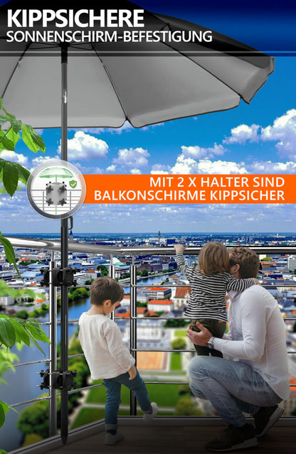 4smile SunnyGuy Sonnenschirmhalter Balkongeländer 2er Set - Schwarz