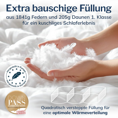 CALMONT Daunen Bettdecke 155x220 cm – Warme Winterdecke