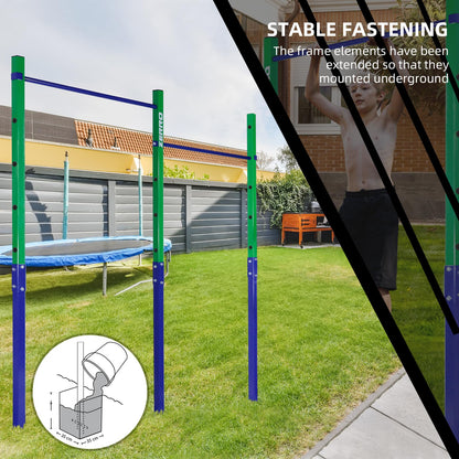 ZERRO Reckstange Outdoor doppelte Turnstange - grün-blau