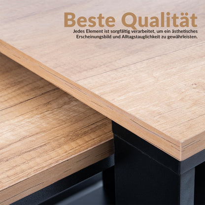 LEHMANN Couchtisch Set 2er – Wohnzimmertisch Holz Schwarz