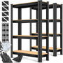 MASKO Schwerlastregal 2er-Set 160 x 80 x 40 cm, bis 700 kg, Schwarz, Metallrahmen mit MDF-Ablagen