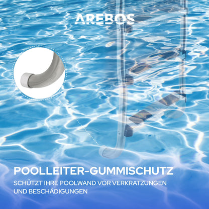 Arebos Poolleiter Edelstahl 4 Stufen – Einstiegsleiter Silber