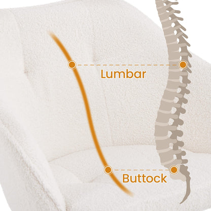 Yaheetech Homeoffice Schminkstuhl Drehstuhl Samt – Elfenbein
