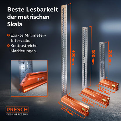 Presch Anschlagwinkel Messwerkzeug Set - 200/300/400 mm