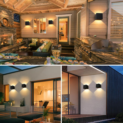 ledmo 4er LED Wandleuchten Innen/Aussen 12W warmweiss schwarz