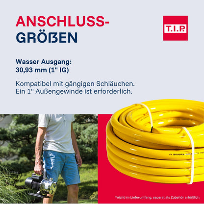 T.I.P. Gartenpumpe Clean Jet 1000 Plus Edelstahl mit Ansauggarnitur