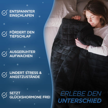 Samthus Gewichtsdecke Therapiedecke Sherpa 135x200cm 6kg - Schwarz