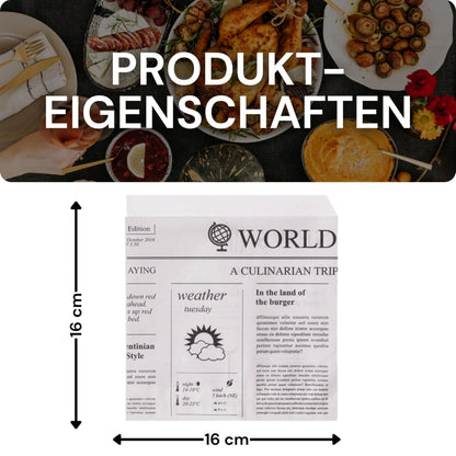 Kraftpapier Hamburgertasche Newspaper – Weiss, 2-seitig offen